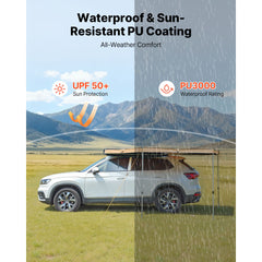 270 Degree Awning, 4.9 ㎡ Driver Side Vehicle Awning, Waterproof UV50+ Car Side Awnings with Carry Bag, All-Weather Free-Standing Overland Awnings Car Shelter for SUV Van Truck Camping