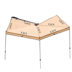 270 Degree Awning, 4.9 ㎡ Driver Side Vehicle Awning, Waterproof UV50+ Car Side Awnings with Carry Bag, All-Weather Free-Standing Overland Awnings Car Shelter for SUV Van Truck Camping