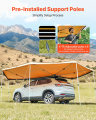 270 Degree Awning with Bulit-in LED Lights, 10.9 ㎡ Driver Side Vehicle Awning, Waterproof UV50+ Car Side Awnings, All-Weather Free-Standing Overland Awnings Car Shelter for SUV Truck Camping