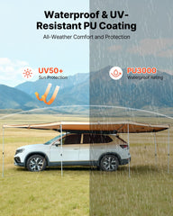 270 Degree Awning with Bulit-in LED Lights, 10.9 ㎡ Driver Side Vehicle Awning, Waterproof UV50+ Car Side Awnings, All-Weather Free-Standing Overland Awnings Car Shelter for SUV Truck Camping