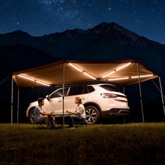 270 Degree Awning with Bulit-in LED Lights, 10.9 ㎡ Driver Side Vehicle Awning, Waterproof UV50+ Car Side Awnings, All-Weather Free-Standing Overland Awnings Car Shelter for SUV Truck Camping