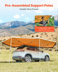 270 Degree Awning, 12.4 ㎡ Driver Side Vehicle Awning, Waterproof UV50+ Car Side Awnings with Carry Bag, All-Weather Free-Standing Overland Awnings Car Shelter for SUV Van Truck Camping
