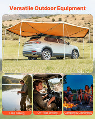 270 Degree Awning, 12.4 ㎡ Driver Side Vehicle Awning, Waterproof UV50+ Car Side Awnings with Carry Bag, All-Weather Free-Standing Overland Awnings Car Shelter for SUV Van Truck Camping