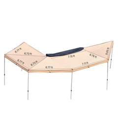 270 Degree Awning, 12.4 ㎡ Driver Side Vehicle Awning, Waterproof UV50+ Car Side Awnings with Carry Bag, All-Weather Free-Standing Overland Awnings Car Shelter for SUV Van Truck Camping