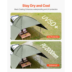 Vehicle Awning, Large 10' x 7' Shade Coverage Car Side Awning, PU2000mm UV50+ Car Awning with Extended Side Canopies and Portable Storage Bag, Suitable for Truck, SUV, Van, Campers