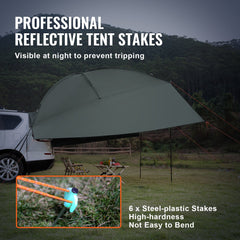 Vehicle Awning, Large 10' x 7' Shade Coverage Car Side Awning, PU2000mm UV50+ Car Awning with Extended Side Canopies and Portable Storage Bag, Suitable for Truck, SUV, Van, Campers