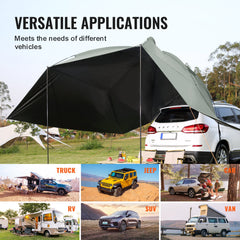 Vehicle Awning, Large 10' x 7' Shade Coverage Car Side Awning, PU2000mm UV50+ Car Awning with Extended Side Canopies and Portable Storage Bag, Suitable for Truck, SUV, Van, Campers