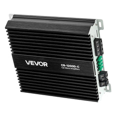 Monoblock Car Amplifier, 1200W RMS MAX, 1/2/4 Ohm Stable, 1-Channel Class D Car Audio Amplifier with Remote Subwoofer Level Control, Low Pass Filter, Bass Boost & Phase Shift, Volume Controller