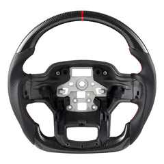Steering Wheel for 2021-2024 Ford F150, Carbon Fiber Steering Wheel D-Shaped Flat-Bottom, Leather Grip with Non-Slip Texture & Precise Stitching, Accessories Replacement for Ford F150, Black