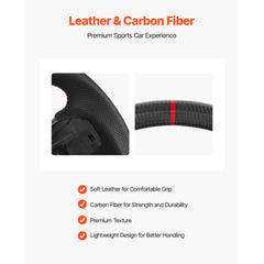 Steering Wheel for 2021-2024 Ford F150, Carbon Fiber Steering Wheel D-Shaped Flat-Bottom, Leather Grip with Non-Slip Texture & Precise Stitching, Accessories Replacement for Ford F150, Black