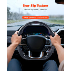 Steering Wheel for 2021-2024 Ford F150, Carbon Fiber Steering Wheel D-Shaped Flat-Bottom, Leather Grip with Non-Slip Texture & Precise Stitching, Accessories Replacement for Ford F150, Black