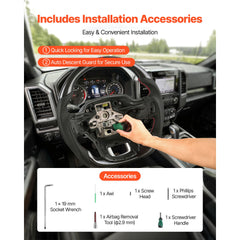 Steering Wheel for 2021-2024 Ford F150, Carbon Fiber Steering Wheel D-Shaped Flat-Bottom, Leather Grip with Non-Slip Texture & Precise Stitching, Accessories Replacement for Ford F150, Black