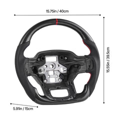 Steering Wheel for 2021-2024 Ford F150, Carbon Fiber Steering Wheel D-Shaped Flat-Bottom, Leather Grip with Non-Slip Texture & Precise Stitching, Accessories Replacement for Ford F150, Black