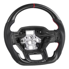 Steering Wheel for 2021-2024 Ford F150, Carbon Fiber Steering Wheel D-Shaped Flat-Bottom, Leather Grip with Non-Slip Texture & Precise Stitching, Accessories Replacement for Ford F150, Black