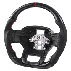 Steering Wheel for 2021-2024 Ford F150, Carbon Fiber Steering Wheel D-Shaped Flat-Bottom, Leather Grip with Non-Slip Texture & Precise Stitching, Accessories Replacement for Ford F150, Black