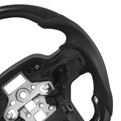 Steering Wheel for 2021-2024 Ford F150, Carbon Fiber Steering Wheel D-Shaped Flat-Bottom, Leather Grip with Non-Slip Texture & Precise Stitching, Accessories Replacement for Ford F150, Black