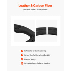 Steering Wheel for 2010-2014 Ford Mustang, Carbon Fiber Steering Wheel D-Shaped Flat-Bottom, Leather Grip with Non-Slip Texture & Precise Stitching, Accessories Replacement for Mustang, Black
