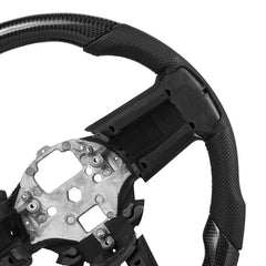 Steering Wheel for 2010-2014 Ford Mustang, Carbon Fiber Steering Wheel D-Shaped Flat-Bottom, Leather Grip with Non-Slip Texture & Precise Stitching, Accessories Replacement for Mustang, Black