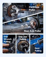9-Way Slide Hammer Puller Set, 15PCS Front Wheel Hub Bearing Remover & Rear Wheel Axle Hub Dent Shaft Puller Tool Kit, Axle Bearing Puller Tool Kit and Slide Hammer Remover Set with Carry Box