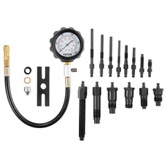 Diesel Engine Compression Tester, 18 pcs Cylinder Pressure Test Tool Kit, with 0-1000 psi Gauge and Adapters, Diesel Injector Tester Check Cylinders in Diesel Trucks, Tractors, Equipment