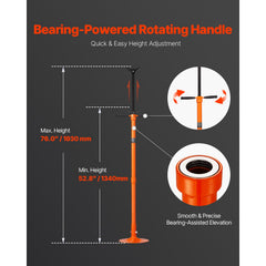 Underhoist Support Stand, 3/4 Ton Capacity Under Hoist Jack Stand, Lifting from 52.8 to 76 in, Self-Locking Threaded Screw, Bearing Mounted Spin Handle Pole Jack, Support Vehicle Components