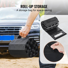 7 TON Traction Boards with TPR Material, Recovery Boards for Off-road Vehicles/Cars/Pickups/SUVs/RVs, Pair Tire Traction Mats on Snow, Sand, Mud and Loose Terrain, Storage Bags, Short, Black