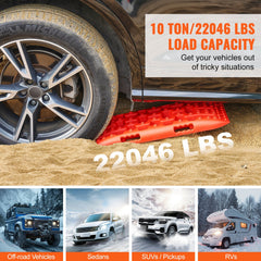 2PCS Traction Boards with PP for Mud Snow Sand Storage Bag Short Red