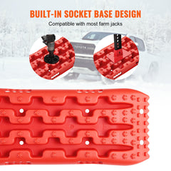 2PCS Traction Boards with PP for Mud Snow Sand Storage Bag Short Red