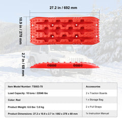 2PCS Traction Boards with PP for Mud Snow Sand Storage Bag Short Red