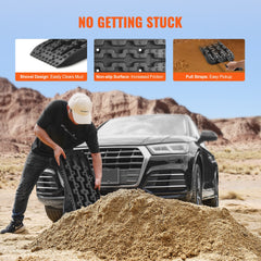 2PCS Traction Boards with PP for Mud Snow Sand Storage Bag Short Black