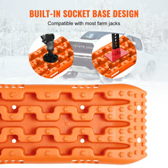2PCS Traction Boards with PP for Mud Snow Sand Storage Bag Short Orange