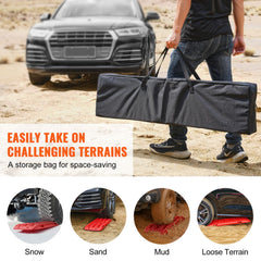 2PCS Traction Boards with PP for Mud Snow Sand Storage Bag Long Red