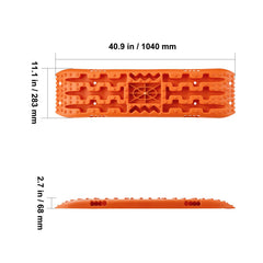 10 TON Traction Boards with PP Material, Recovery Boards for Off-road Vehicles/Cars/Pickups/SUVs/RVs, Pair Tire Traction Mats on Snow, Sand, Mud and Loose Terrain, Storage Bag, Long, Orange
