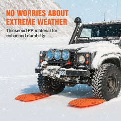 10 TON Traction Boards with PP Material, Recovery Boards for Off-road Vehicles/Cars/Pickups/SUVs/RVs, Pair Tire Traction Mats on Snow, Sand, Mud and Loose Terrain, Storage Bag, Long, Orange