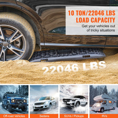 2PCS Traction Boards with PP for Mud Snow Sand Storage Bag Long Black