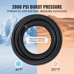 8AN Fuel Line Kit, 6.1 m Fuel Hose Kit, 1.0 cm Nylon Stainless Steel Braided Fuel Line Oil/Gas/Diesel Hose End Fitting Kit, with 12 PCS Swivel Fitting Adapter Kit, Black