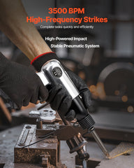 Air Hammer, 3500BPM Pneumatic Hammer with 70mm Stroke & 4PCS Chisels Round Shank, Pistol-Grip Compact Air Chisel Pneumatic Shovel Tool for Cutting Punching Scraping