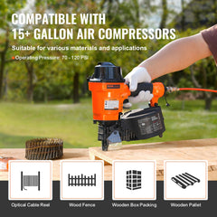 MCN55 Coil Siding Nailer 27mm to 57mm 15 Degree Pneumatic Nail Gun