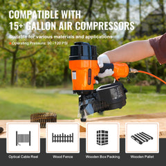 MCN90 Coil Framing Nailer 45mm to 90mm 15 Degree Pneumatic Nail Gun