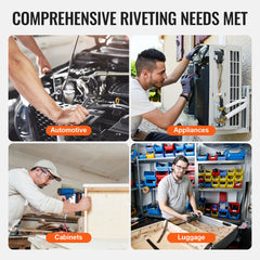 Pneumatic Air Riveter Heavy Duty Rivet Gun Tool Kit 13 Size Nose Pieces