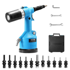 Pneumatic Air Riveter Heavy Duty Rivet Gun Tool Kit 13 Size Nose Pieces