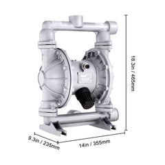 Air Operated Double Diaphragm Pump, 44GPM, Max 115PSI Air Waste Oil Pneumatic Transfer Pump with 2 Extra Diaphragms, 3.8cm Inlet & Outlet Aluminum Alloy Diaphragm Pump for Diesel Grease Oil