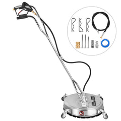 Surface Cleaner 20 inch Flat Surface Cleaner for Pressure Washer 4000psi Pressure with 3/8 Quick Connector Surface Cleaner W/ Casters 10.5GPM Stainless Steel Rotating Rod & 3 Nozzle for Patio