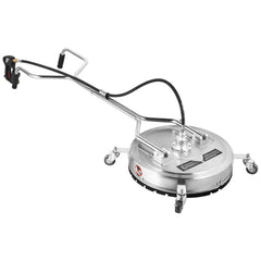 Surface Cleaner 20 inch Flat Surface Cleaner for Pressure Washer 4000psi Pressure with 3/8 Quick Connector Surface Cleaner W/ Casters 10.5GPM Stainless Steel Rotating Rod & 3 Nozzle for Patio