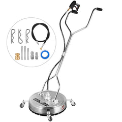 Surface Cleaner 20 inch Flat Surface Cleaner for Pressure Washer 4000psi Pressure with 3/8 Quick Connector Surface Cleaner W/ Casters 10.5GPM Stainless Steel Rotating Rod & 3 Nozzle for Patio