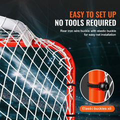Street Hockey Net, Indoor Outdoor Steel Hockey Goal, Official Regulation Pro Hockey Training Goal Set, Portable Hockey Goal with Net, Easy Assemble, 72" x 48", White/Red