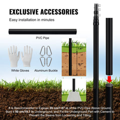 25FT Telescopic Flagpole Kit, Heavy Duty Aluminum Alloy Flag Pole Kit in Ground for Outside, 3 Display Modes Flagpole with Professional Accessories, Black