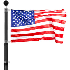 25FT Telescopic Flagpole Kit, Heavy Duty Aluminum Alloy Flag Pole Kit in Ground for Outside, 3 Display Modes Flagpole with Professional Accessories, Black