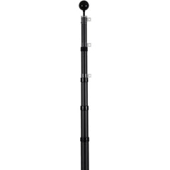 25FT Telescopic Flagpole Kit, Heavy Duty Aluminum Alloy Flag Pole Kit in Ground for Outside, 3 Display Modes Flagpole with Professional Accessories, Black