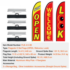Open Flags for Business Advertising Feather Flag Kit Open Look Welcome